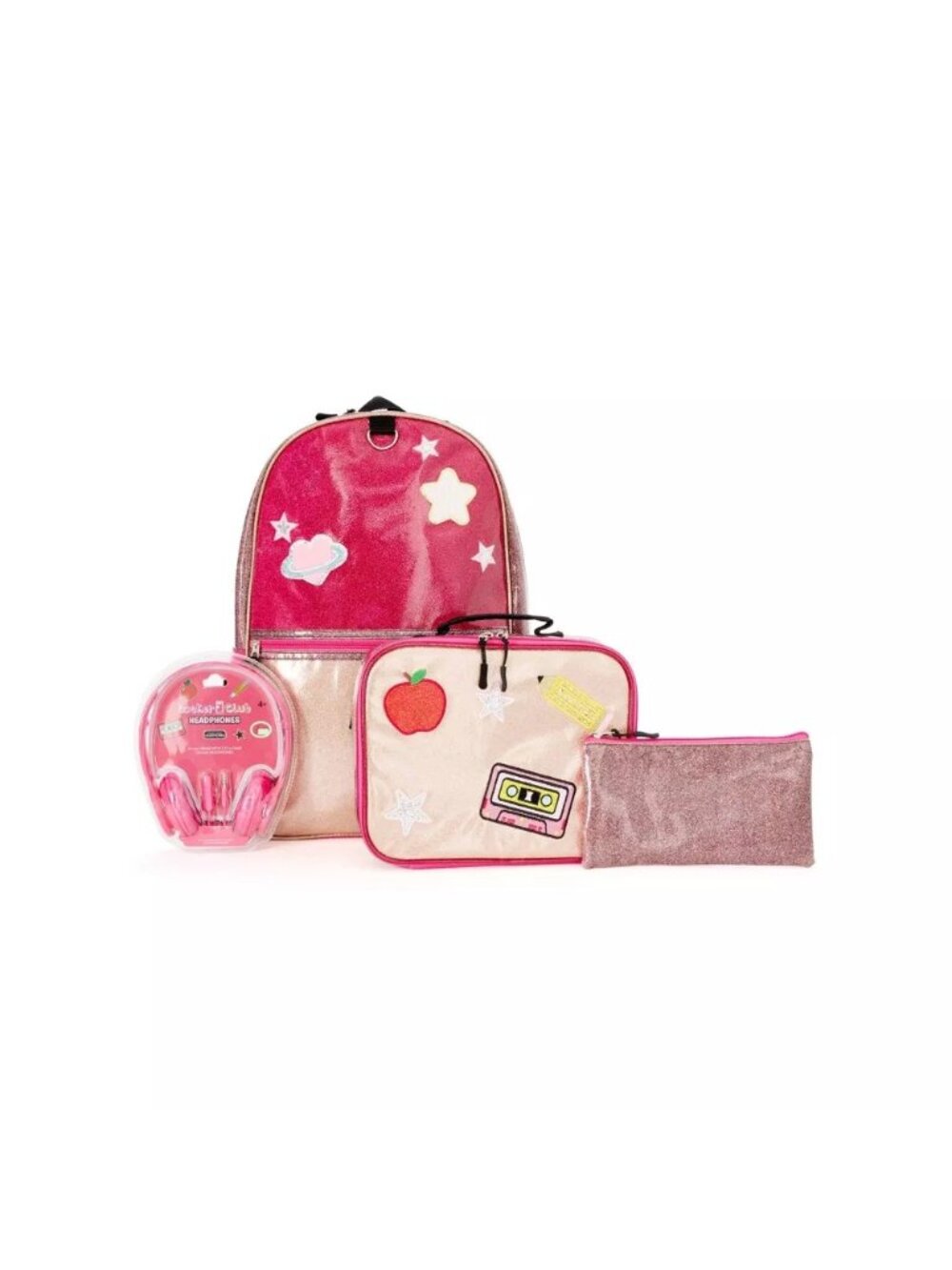 NEW Locker Club Kids' 16L Kids Backpack with Lunch Box Headphone - Pink